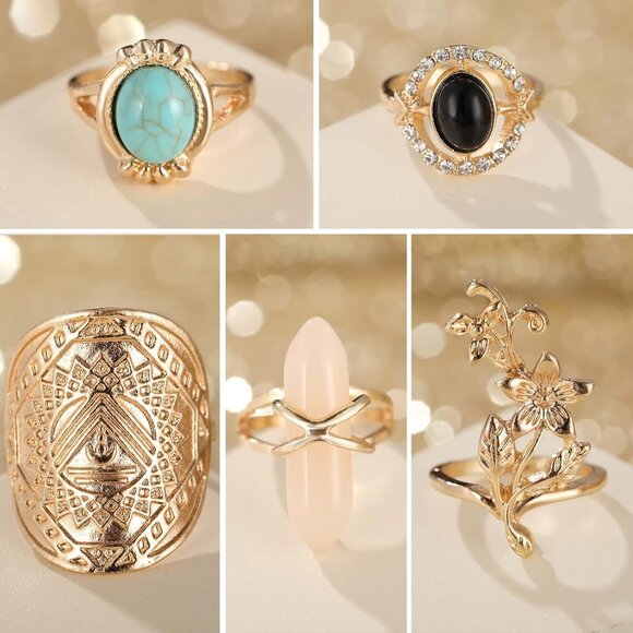 82 Pcs Vintage Silver Knuckle Rings Set for Women, Bohemian Stackable Joint Fing - Picture 5 of 6